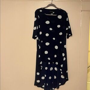 Ashley Stewart Black and White Polka Dot Hi-Low Dress